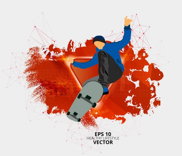 Jeune Skateboarder Masculin Mode Vie Sain Vecteur Facile Modifier — Image vectorielle