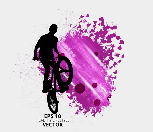 Joven Saltador Bicicleta Masculino Estilo Vida Saludable Vector — Archivo Imágenes Vectoriales