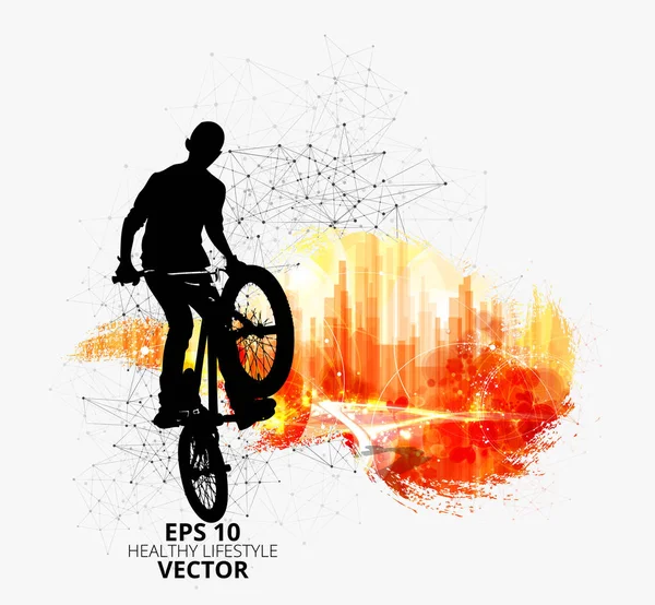 Молодой Прыгун Велосипеда Здоровый Образ Жизни Вектор — стоковый вектор