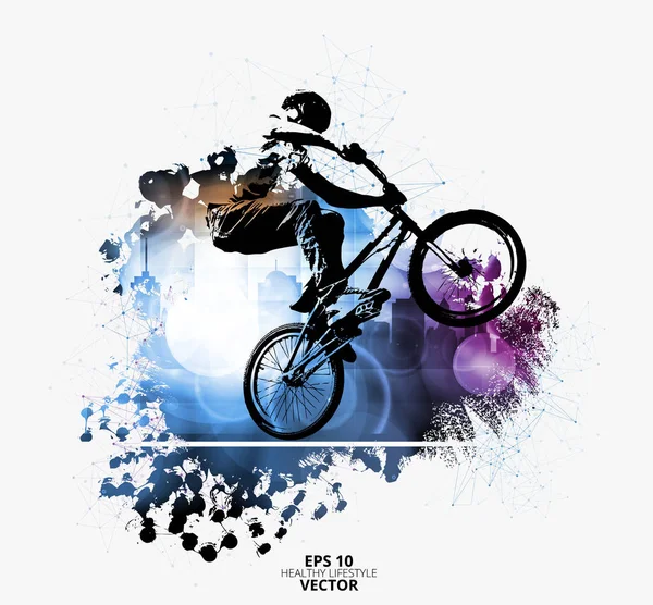 Young Male Bicycle Jumper Healthy Lifestyle Vector — Stock Vector