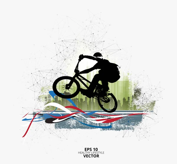 若い男性自転車ジャンパー 健康的なライフ スタイル ベクトル — ストックベクタ