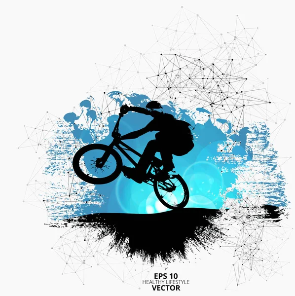 Young Male Bicycle Jumper Healthy Lifestyle Vector — Stock Vector