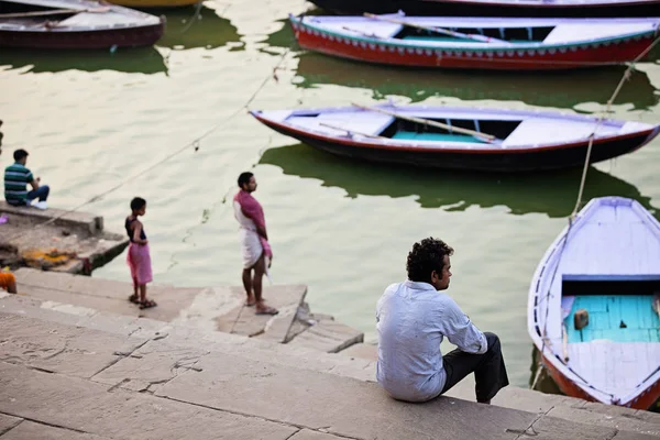 Varanasi Uttar Pradesh India Julio 2018 Algunos Barcos Río Ganga — Foto de Stock