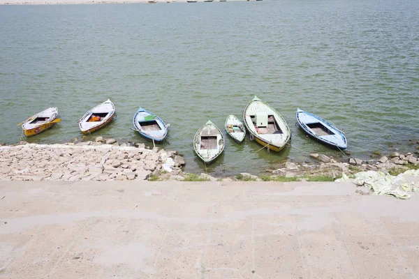 Varanasi Uttar Pradesh India Juli 2018 Einige Boote Auf Dem — Stockfoto