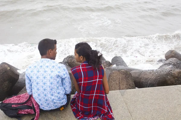 Mumbai India Julio 2018 Personas Identificadas Visitan Paseo Marítimo Sur — Foto de Stock