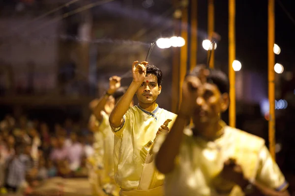 Varanasi Uttar Pradesh Índia Julho 2018 Cerimônia Ganga Aarti Dasashvamedh — Fotografia de Stock