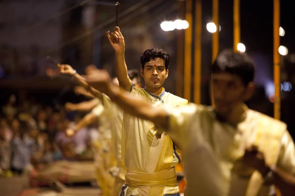 Varanasi Uttar Pradesh Índia Julho 2018 Cerimônia Ganga Aarti Dasashvamedh — Fotografia de Stock