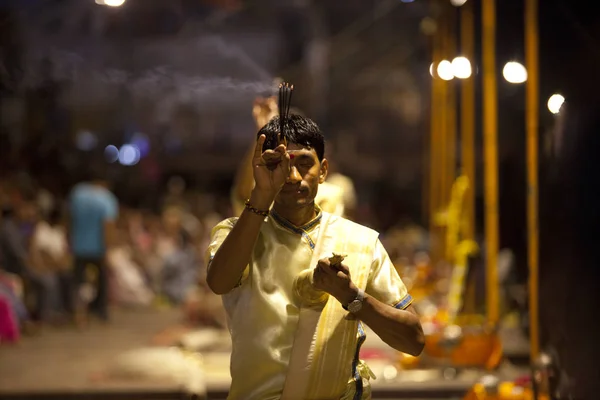 Varanasi Uttar Pradesh Índia Julho 2018 Cerimônia Ganga Aarti Dasashvamedh — Fotografia de Stock