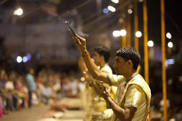 Varanasi Uttar Pradesh Índia Julho 2018 Cerimônia Ganga Aarti Dasashvamedh — Fotografia de Stock