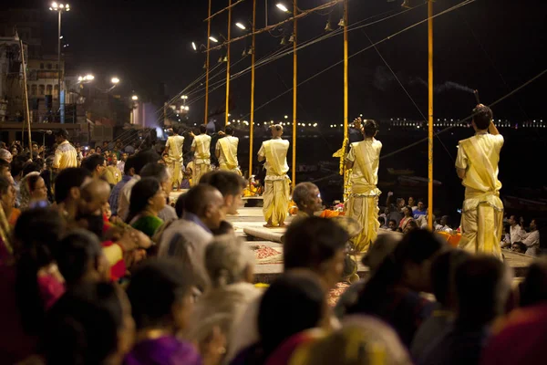 Varanasi Uttar Pradesh Índia Julho 2018 Cerimônia Ganga Aarti Dasashvamedh — Fotografia de Stock