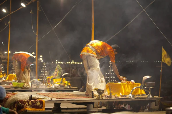 Varanasi Uttar Pradesh Índia Julho 2018 Cerimônia Ganga Aarti Dasashvamedh — Fotografia de Stock