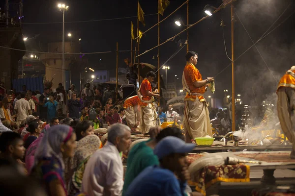 Varanasi Uttar Pradesh India Juli 2018 Ganga Aarti Ceremonie Bij — Stockfoto