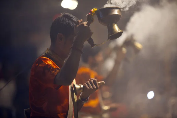 Varanasi Uttar Pradesh Índia Julho 2018 Cerimônia Ganga Aarti Dasashvamedh — Fotografia de Stock