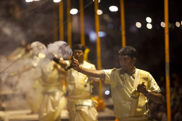 Varanasi Uttar Pradesh Índia Julho 2018 Cerimônia Ganga Aarti Dasashvamedh — Fotografia de Stock