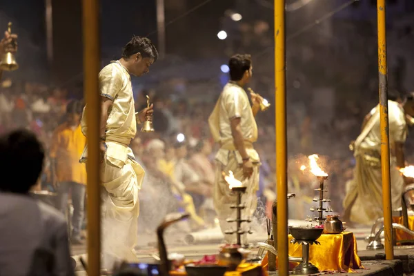 Varanasi Uttar Pradesh Índia Julho 2018 Cerimônia Ganga Aarti Dasashvamedh — Fotografia de Stock