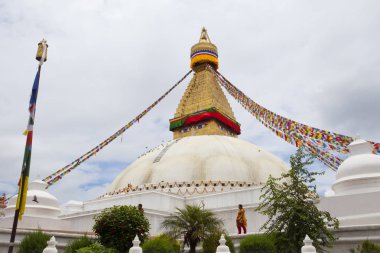 Boudha Stupa Boudhanath, Katmandu, Nepal olarak. UNESCO Dünya Miras Listesi 