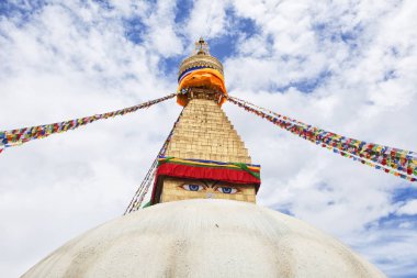 Boudha Stupa Boudhanath, Katmandu, Nepal olarak. UNESCO Dünya Miras Listesi 