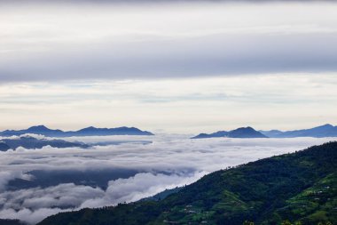 Nagarkot, Nepal gündoğumu. Himalaya Dağları görünümü.