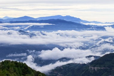 Nagarkot, Nepal gündoğumu. Himalaya Dağları görünümü.