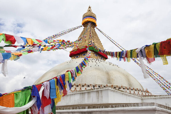Boudha Stupa in Boudhanath, Kathmandu, Nepal. Unesco World Heritage Site 