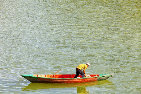 Kleines Holzboot Auf Dem Phewa See Pokhara Nepal — Stockfoto