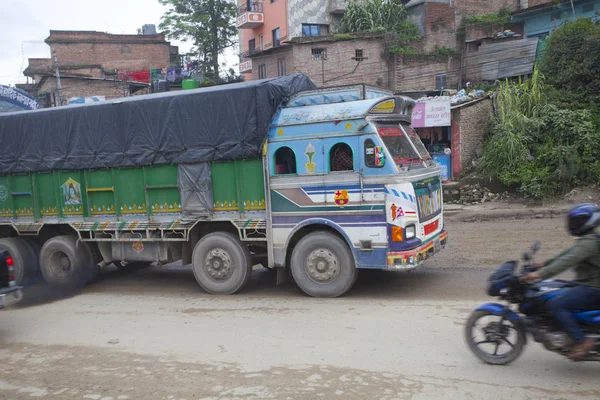 Kathmandu Nepal Julio 2018 Populares Camiones Coloridos Decorados Estilo Nepalés — Foto de Stock