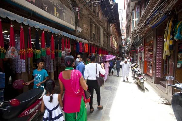 Kathmandu Nepal Juli 2018 Straße Thamel Distrikt Kathmandu Thamel Ist — Stockfoto