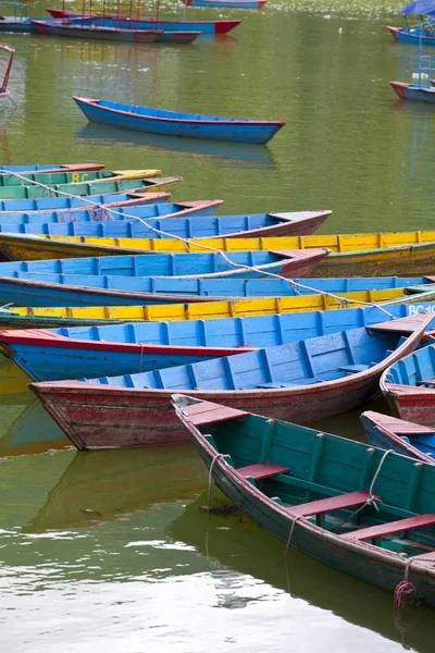 Small Wooden Boats Phewa Lake Pokhara Nepal Royalty Free Stock Images