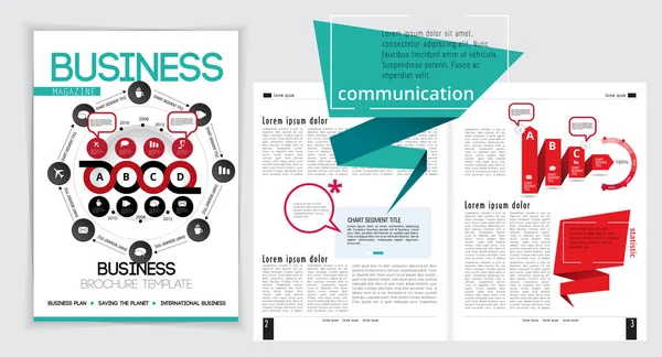 Wirtschaftsmagazin Broschüren Layout Leicht Editierbar — Stockvektor