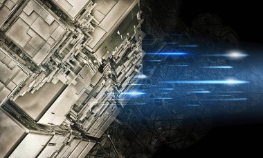 Soyut dijital teknoloji arkaplanının 3B görüntülenmesi