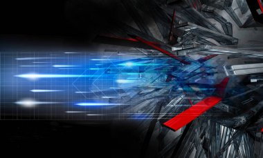 Soyut dijital teknoloji arkaplanının 3B görüntülenmesi