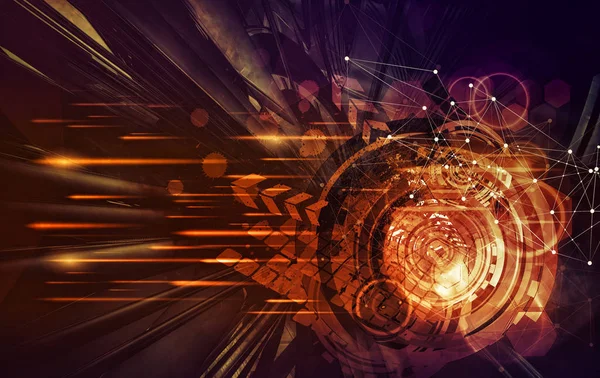 Soyut dijital teknoloji arkaplanının 3B görüntülenmesi