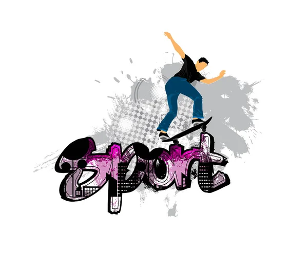 Silhouette Skateboarder Skateboarder Jump Sport Background — Stock Vector