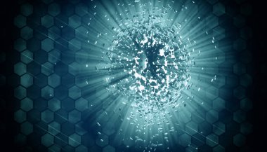 Soyut dijital teknoloji arkaplanının 3B görüntülenmesi