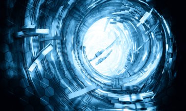 Soyut dijital teknoloji arkaplanının 3B görüntülenmesi