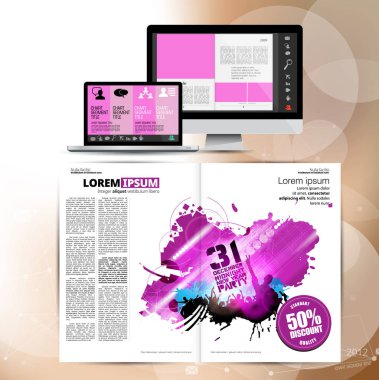 Şablon vektör tasarımı broşür, yıllık rapor veya dergi için kullanıma hazır