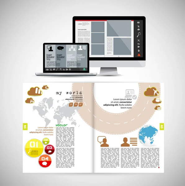 Wirtschaftsmagazin Broschüren Layout Leicht Editierbar — Stockvektor