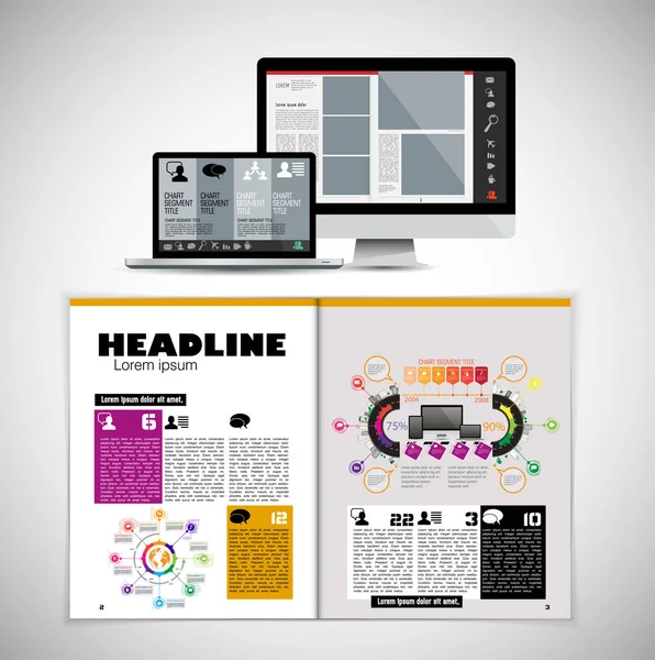 Business Magazine Brochure Lay Out Eenvoudig Bewerken — Stockvector