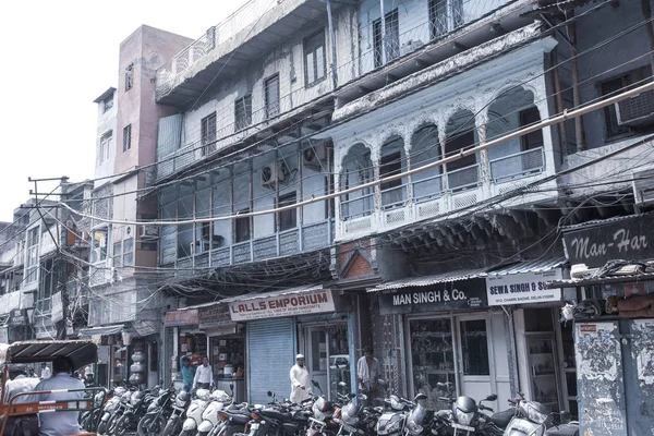 Nova Deli Índia Julho 2018 Vista Para Rua Lotada Com — Fotografia de Stock