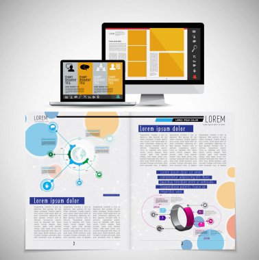 Şablon vektör tasarımı broşür, yıllık rapor veya dergi için kullanıma hazır