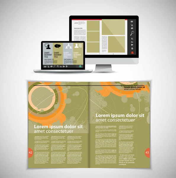 Template Vektor Design Gebrauchsfertig Für Broschüre Geschäftsbericht Oder Zeitschrift — Stockvektor