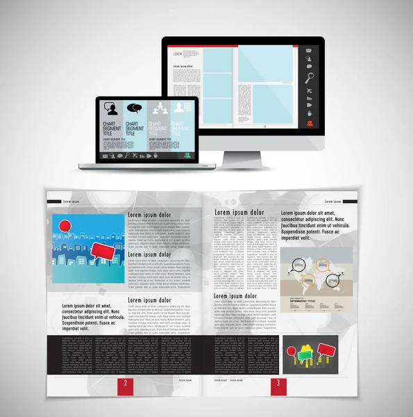 Шаблон Векторний Дизайн Готовий Використання Брошури Щорічного Звіту Або Журналу — стоковий вектор