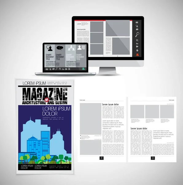 Business Magazine Brochure Lay Out Eenvoudig Bewerken — Stockvector