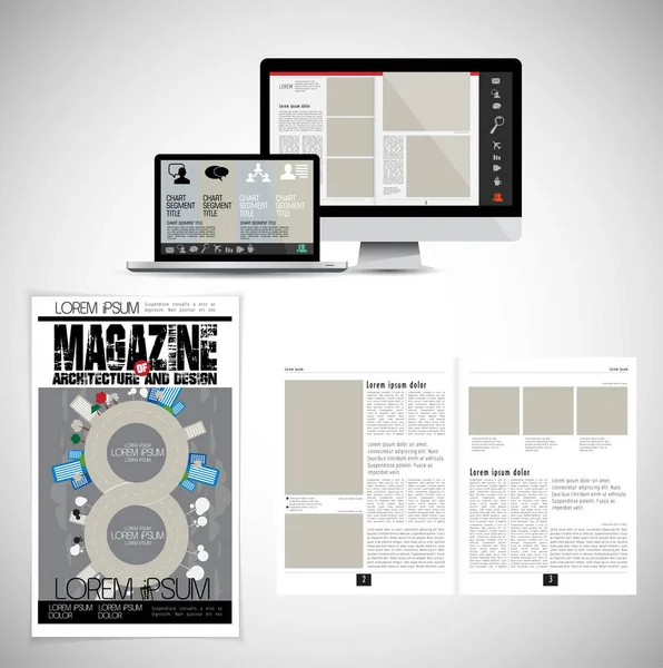 Rivista Aziendale Layout Brochure Facile Editare — Vettoriale Stock