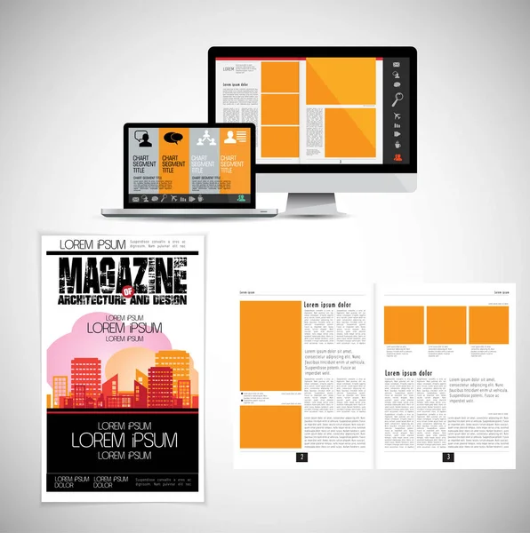 Rivista Aziendale Layout Brochure Facile Editare — Vettoriale Stock