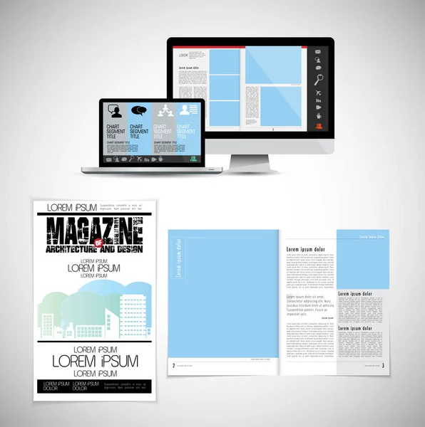 Revista Negocios Diseño Folleto Fácil Editar — Vector de stock