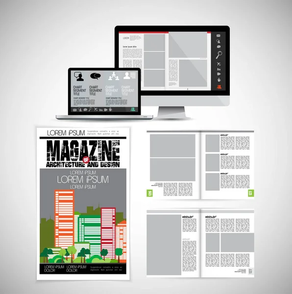 Revista Negocios Diseño Folleto Fácil Editar — Vector de stock