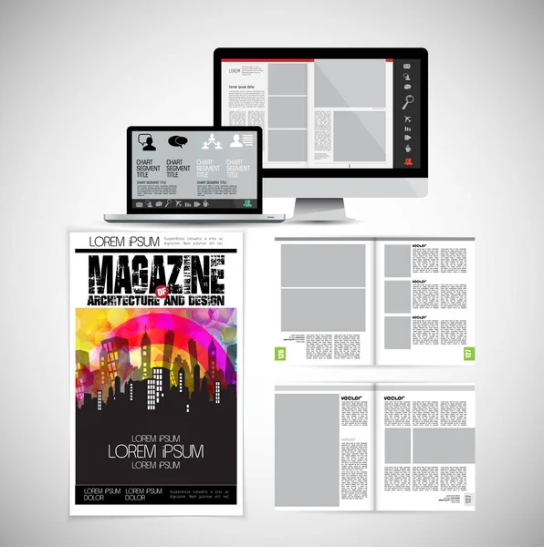 Business Magazine Brochure Lay Out Eenvoudig Bewerken — Stockvector