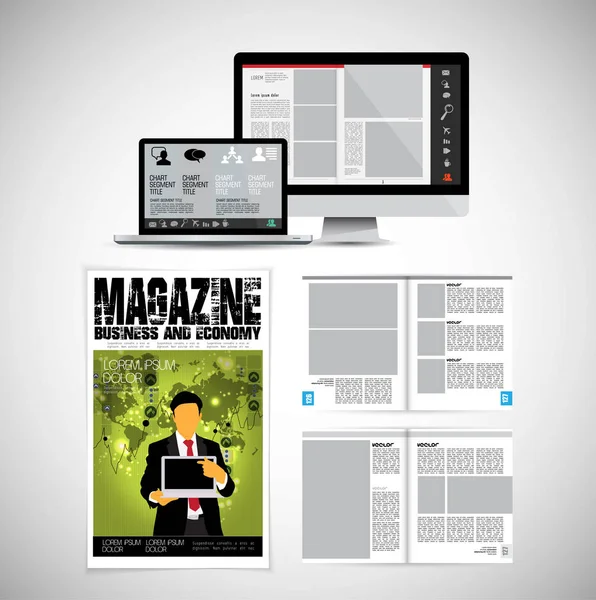 Business Magazine Brochure Layout Easy Editable — Stock Vector