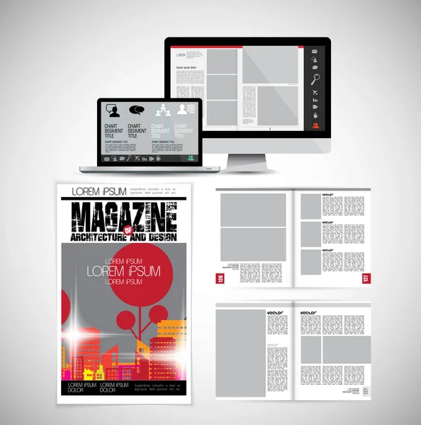 Revista Negocios Diseño Folleto Fácil Editar — Vector de stock